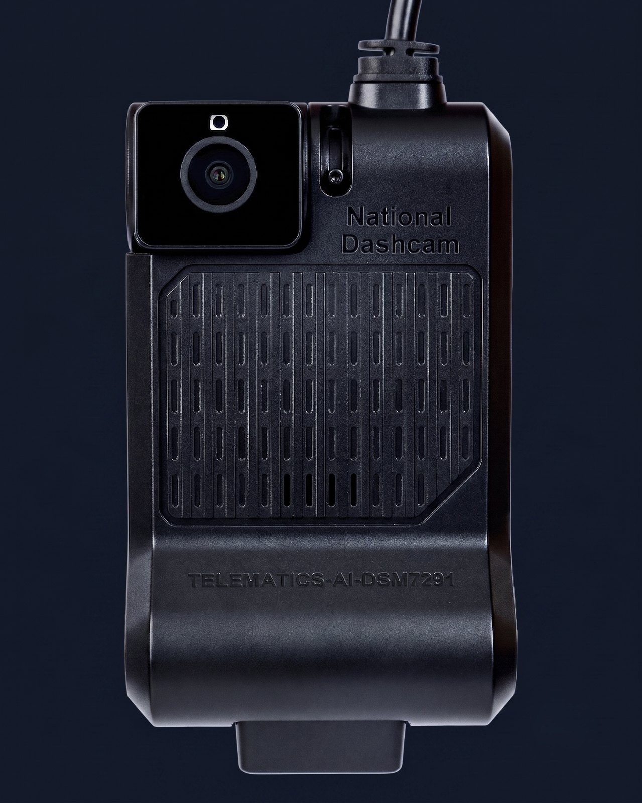 IntelliFleet 360 AI telematics dashcam — front view showing the road-facing lens and device body