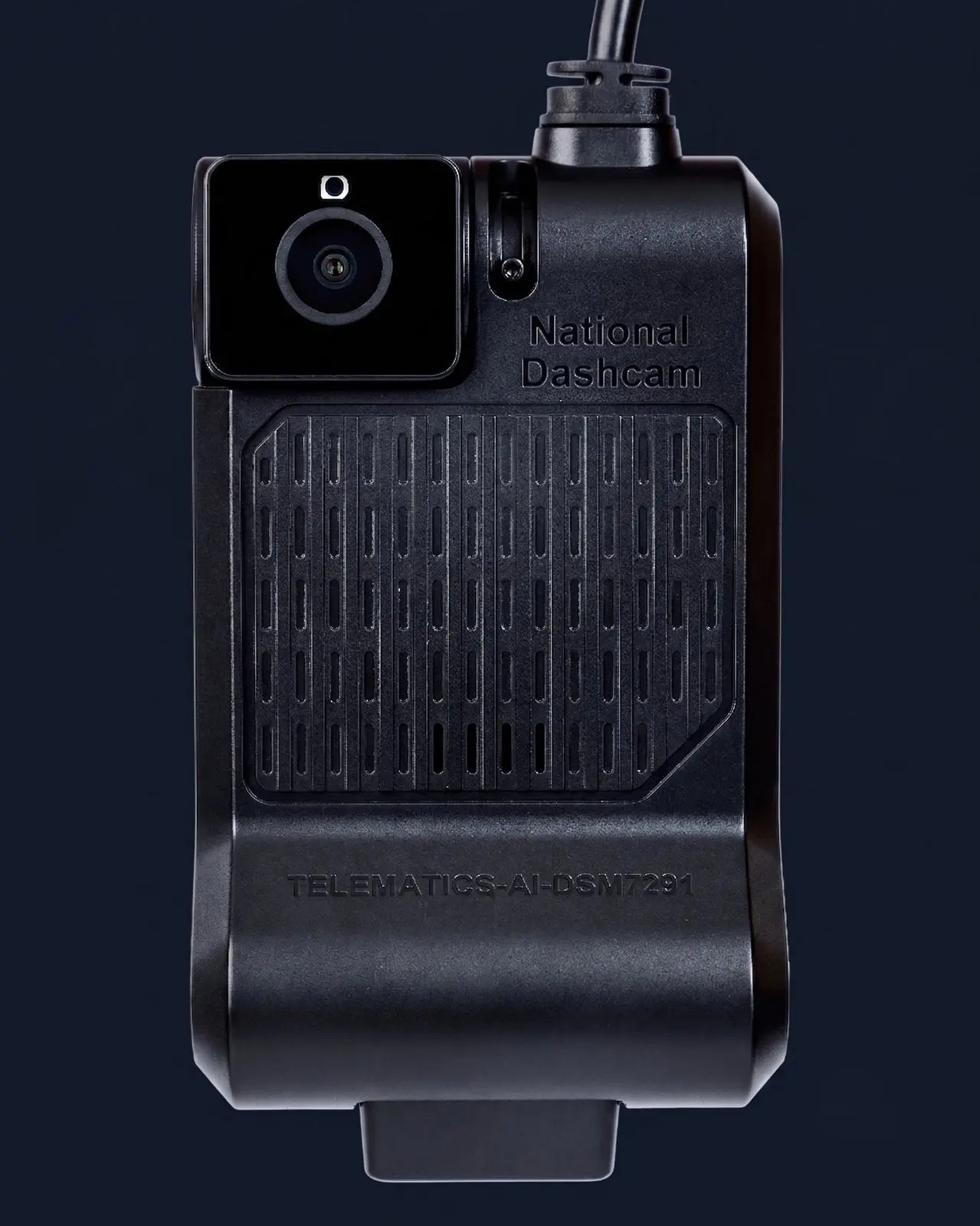 IntelliFleet 360 AI telematics dashcam — front view showing the road-facing lens and device body