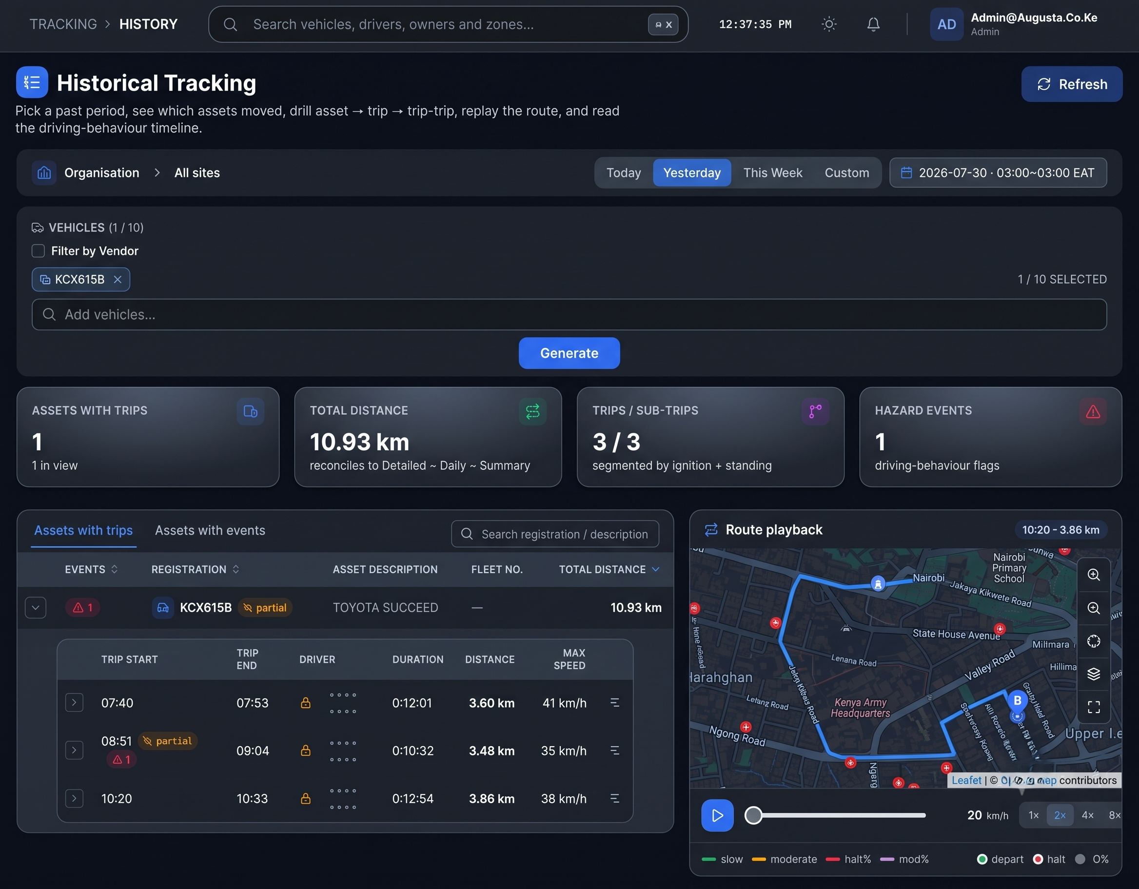 IntelliFleet 360 trips and delivery view — live ETAs and proof of delivery